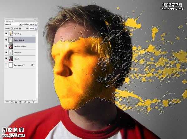 Photoshop 一张布满油漆的脸
