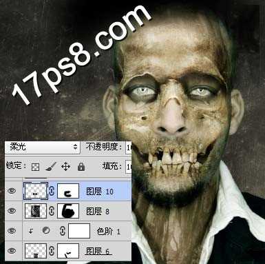 photoshop合成制作恐怖的病变僵尸骷髅