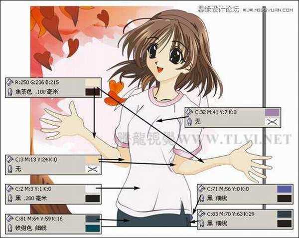 CorelDRAW绘制日本卡通风格的漂亮美女