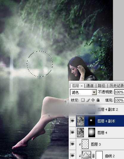 Photoshop将春季人物图片打造出唯美的古典暗绿色效果教程