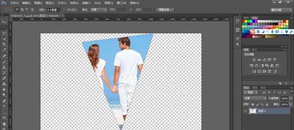 PS怎么将长方形的图片制作成三角形的?