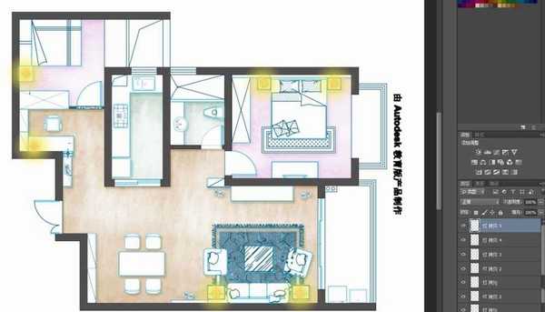 PS怎么给室内平面图上色? ps彩色平面图的制作方法