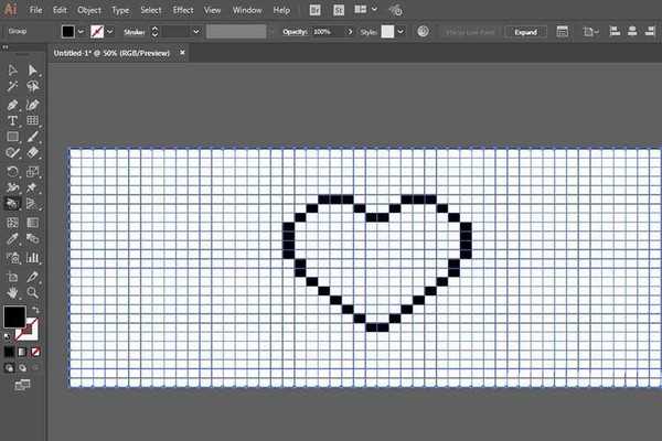 ai怎么绘制像素效果的爱心矢量图?