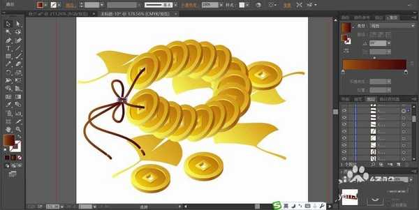 ai怎么绘制一串古铜钱? ai钱币的画法