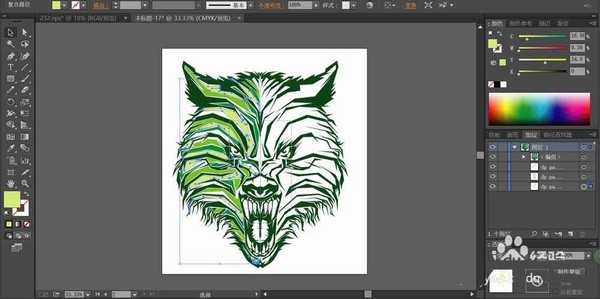 ai怎么绘制绿狼头像? ai绿狼标志的画法