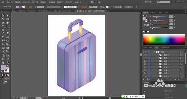 ai怎么绘制紫色的拉杆箱? ai行李箱的画法