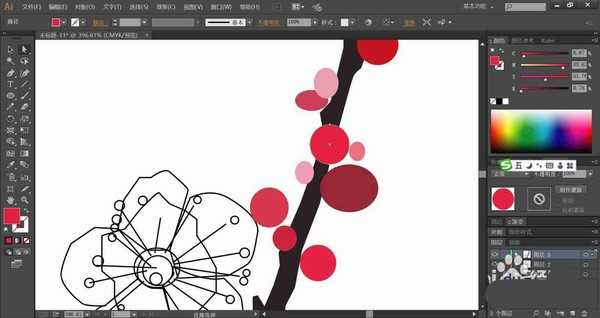 ai怎么绘制一支鲜艳的梅花? ai梅花的画法